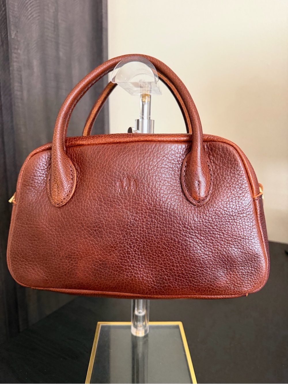 Portland Leather Grace Large top handle satchel color NUTMEG w crossbody strap